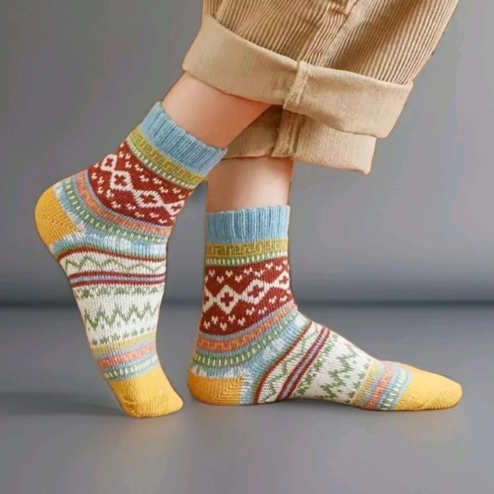 🍒🍒 Colorful Patterned Mid Tube Socks- Purple, Blue
